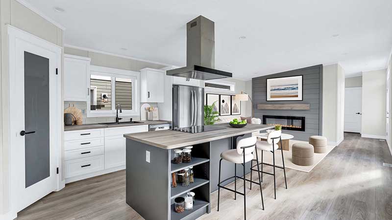 A showhome mockup in all greys, looking modern and fresh.